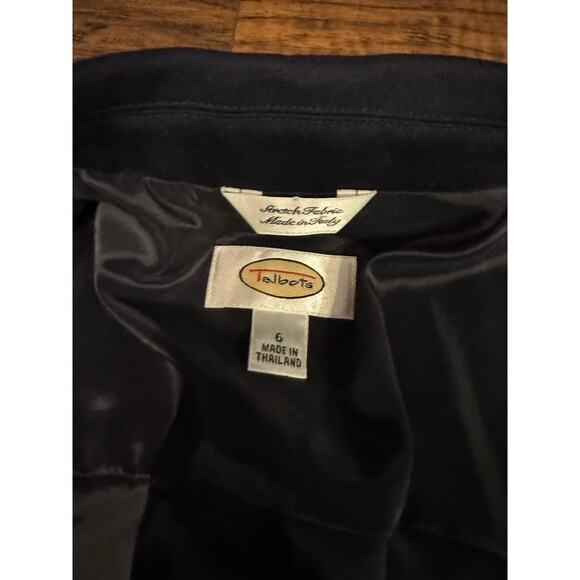 Talbots Blazer Women's Sz 6 Navy Wool 2 Button Pockets Long Slvs Stretch Fabric - Picture 4 of 8